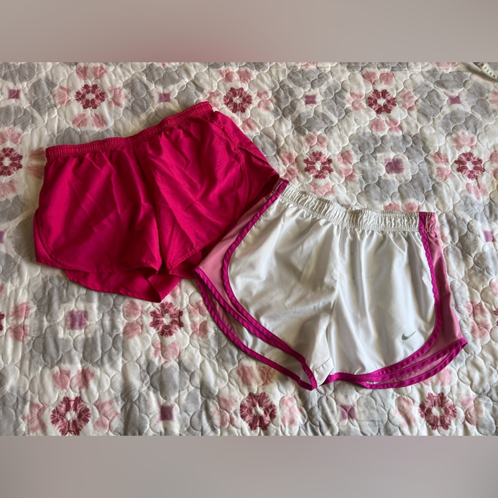 Bundle of 2 Pair- Nike Dri-Fit Running Shorts Fuchsia & White/Pink Women’s Small